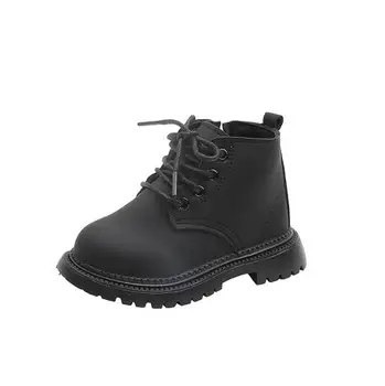 Модерни Детски обувки Martin, Нови Тънки Обувки за момичета, Детски Пролетно-есенни ботильоны в Британския стил Черен цвят с мек покрив за момчета