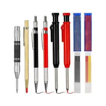 10 x плотницких моливи с острилка ви, набор от механични плотницких моливи с 36 заправками, маркер за дълбоки дупки