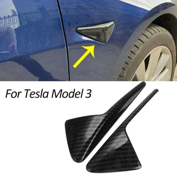 2 елемента Стикер за стайлинг на автомобили от въглеродни влакна, тампон върху Предното крило, Стикер за стайлинг на автомобили за Tesla, Модел 3 2017 2018 2019
