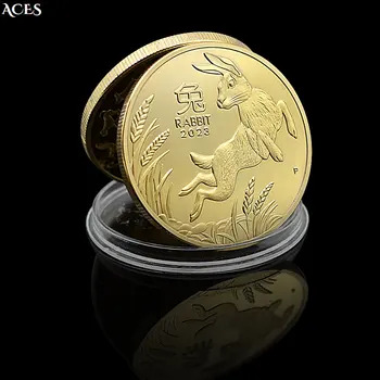 2023 Година на Заека ЗЛАТНА монета Австралия Мемориал медал с животни Елизабет II, Сувенири, Коледен подарък Щастливи монети