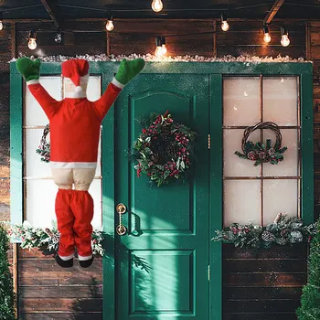 2024 Нов Velvet Дядо Коледа, украса за катерене по стената, Развешивание дрехи, Празнични подаръци, Коледни неща за декорация на дома