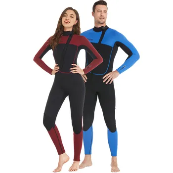 3 мм неопреновый водолазен костюм, мъжки едно парче костюм за плуване с цип отпред, на костюм за сърф, зимата топъл женски бански костюм с дълги ръкави, неопрен за водни спортове