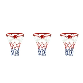 3 предмет, баскетболно пръстен с мрежа с дължина 32 см, метална джанта, окачен на баскетболна топка, джанта с монтиран на стената, с винтове, спорт, на закрито и на открито