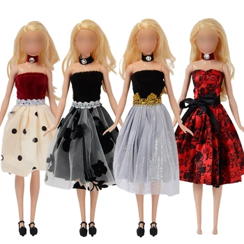 4 комплект дрехи за кукли, модни пола принцеса, вечерна рокля за Барби, облекла, аксесоари за кукли, подарък играчка за момичета 1/6