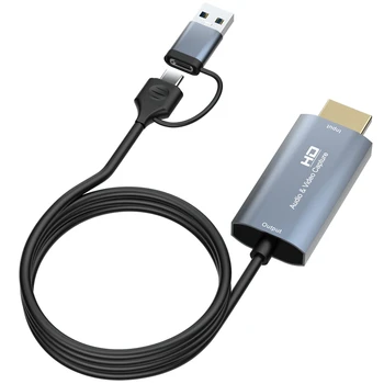 4K-съвместим с USB-карта за улавяне на Type-C +, карта за запис на видео в реално време за компютърни игри 1080P, 1.8 М