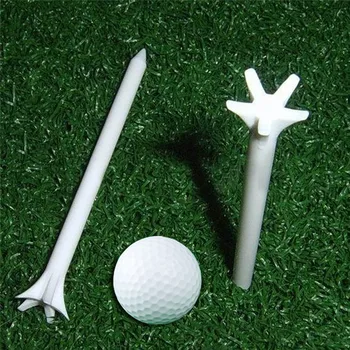 50шт 70 мм Топка за голф Soild Color Дървена тениска за спорт на открито Пластмасов професионална тениска за голф, без триене Пшенични тениски за голф
