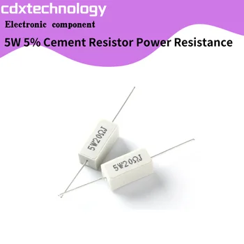 5ШТ 5 W 5% резистор Циментов Силово съпротивление 0,1 ~ 10K 0,1 R 0,5 R 1R 10R 100R 0.22 0.33 0.5 1 2 5 8 10 15 20 25 30 100 1K 10K ома