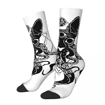 CATHULHU Cosmic Tentacle Cat Черни Луди Мъжки компресия Чорапи Унисекс В Готически Уличном Стил С Принтом Смешни Crew Sock