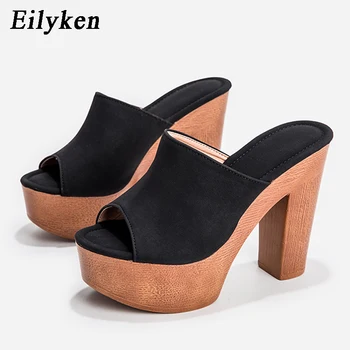 Eilyken/ Летни Модни Дамски Джапанки На Платформа И Висок Ток, Чубрица Джапанки С Отворени Пръсти И С Дървена Подметка, Дамски Обувки В Римски Стил