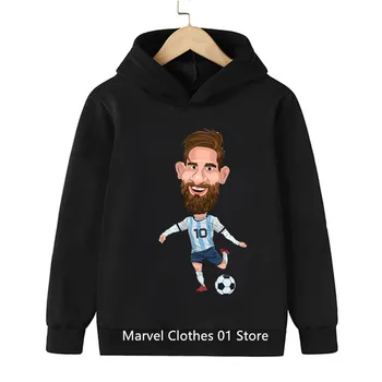 Hoody с качулка Messi, детски дрехи, дрехи за момичета, модни дрехи за малки момчета, есен hoody с футболната звезда, детски блузи