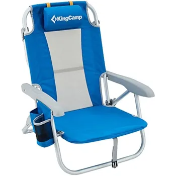 KingCamp Еластичен Алуминиев плажен нисък стол с 3 раници с ремъци за поставки за чаши след за концерта на фестивала на открито с регулируема опаковка