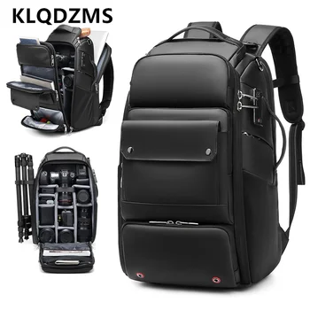 KLQDZMS Мъжки раница от висококачествена тъкан Оксфорд, чанта за снимки, водоустойчива чанта за лещи, раници за лаптоп с голям капацитет, рамо чанти