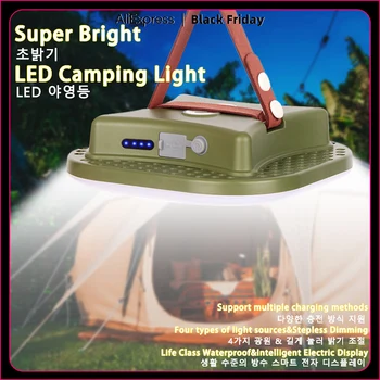 MOSLIGHTING 15600 ма 80 W Акумулаторна батерия led кемпинговый мощен фенер с магнитен увеличение Преносим фенер за палатка Работна лампа за поддръжка