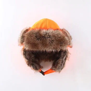 Orange ярката видима зимна шапка от изкуствена кожа с голям размер е подходящ за деца от 7 години и възрастни