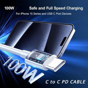 PD 100 W USB Кабел C-USB Type-C QC3.0 Кабел за бързо зареждане и пренос на данни Samsung S20 S9 за Huawei Xaiomi USB Кабел C за iPhone 15
