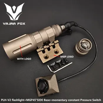 Sotac PLH-V2 Flashligh Бяла led лампа със странично основание MGP45 градуса и превключвател на налягането на бутона за гореща Tactical Еърсофт Скаут Light