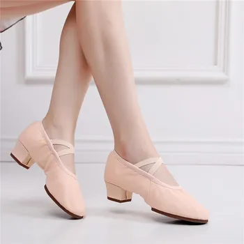 SUN LISA/ Женски танцови обувки за учители по танци, меки балетные pointe обувки, джаз танци, обувки, парусиновые обувки на масивна ток