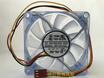 YOUNG LIN DFC701512L 12 от 1,9 W 7 см 7015,7 см вентилатор с led подсветка в синьо