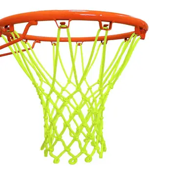 Баскетболна мрежа Сверхпрочная Баскетболно окото с 12 панти, подмяна на спортни найлон баскетболна мрежа за стандартни вътрешни или външни колела.