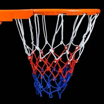 Баскетболна мрежа Стандартна 12 пряжек, светли ракита окото баскетболна пръстени, червен + бял + син Трикольор окото баскетболна пръстени, мрежа за ръба на кошчето.