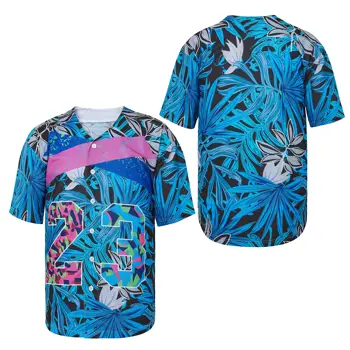 Бейзболна фланелка в стила на Западното крайбрежие, 23 Дигитален печат, Благородна спортна плажно облекло на открито, Цветни Синьо Черни Хип-хоп, Новост