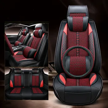 Високо качество! Пълен комплект калъфи за автомобилни седалки + калъф за волан за Volkswagen Tiguan 2023-2018 удобни дишащи възглавницата на седалката