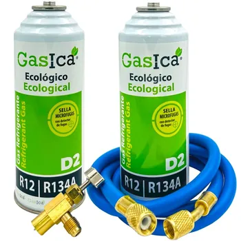 Газов блок на хладилния агент GASICA D2 - R12-R134a + 5/16 заправочного маркуч x1/4 + клапан