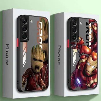 Готин Калъф За Телефон Marvel Iron Man Spiderman Samsung S23 Ulrta S22 5G S21 FE S20 Plus S10e С Мек Силиконов Ръба, Матово покритие