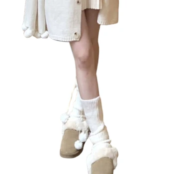 Дамски Възли Гамаши Harajuku С Плюшено Топка, Покривала За крака JK Middle Tube Socks