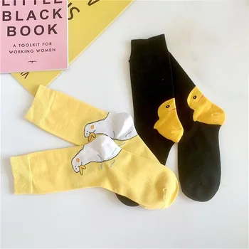 Дамски Мъжки смешни чорапи, меки еластични чорапи до щиколоток с хубав утиным принтом, домашни чорапи за секс