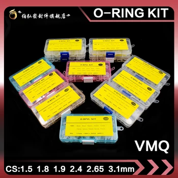 Дебелината на запечатване на пръстените от силиконов каучук 1.5/1.8/1.9/2.4/2.65/3.1 мм бяло о-пръстен VMQ Миене oring set Гама от Комплект Комплект Запечатване на пръстените
