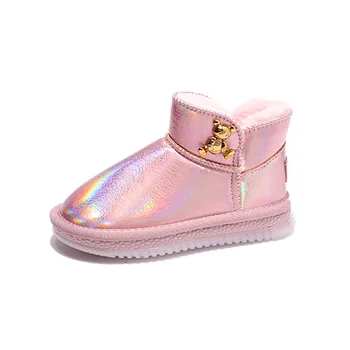 Детски модни обикновена зимни мини обувки за момичета със златен мечка 2022, скъпа принцеса, просто къса обувки в корейски стил за момчета