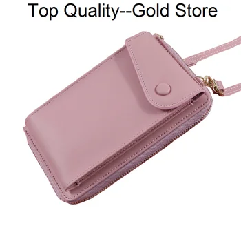 Жена чантата с джоб за телефон, обикновен портфейл от изкуствена кожа, чанта за монети на раменните ремнях, поставки за мобилни карти, чанта за момичета