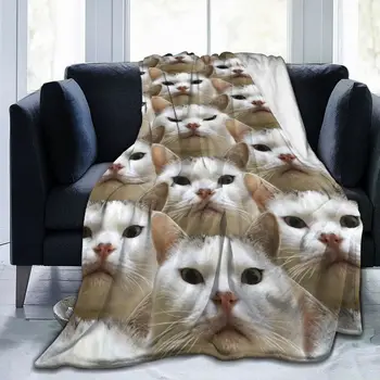 Забавни одеяла за котки, Фланелен летни Сладък kitties, многофункционални топли одеяла за пътуване, плюшевое Коварен одеяло