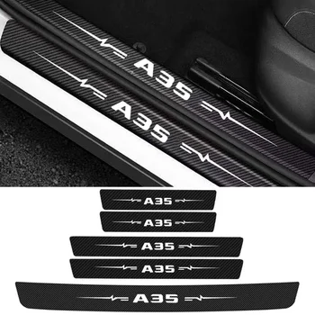 Защитен стикер на прага на автомобила против надраскване за Mercedes Benz A35, лого, етикети на заден багажник и броня от въглеродни влакна