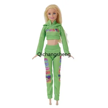 Зелен Съкратен топ и панталон 1/6 BJD, стоп-моушън дрехи за Барби, обличане на принцеси, Блузи, Панталони 11,5 