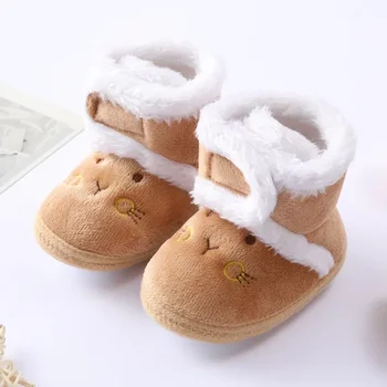 Зимна Памучен обувки за новородени с хубав модел Мека подметка Плюс кадифе Топли Зимни обувки за момичета и момчета Обувки за ходене за деца