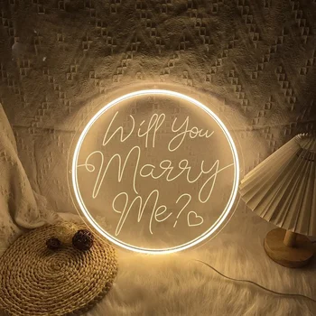 Излезеш ли, Ти се Ожени за Мен Неонова реклама С Выгравированной Индивидуалност Led Светлини За сватбени декорации Неонови Лампи на Стената Поддържат Индивидуални