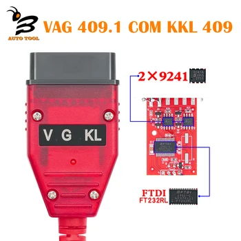 Интерфейсен Кабел за Автомобилни Диагностични Инструменти VAG COM 409.1 KKL 409 FTDI FT232RL Real 9241A K Line OBD 2 OBD2 за Автомобили Серия V-W