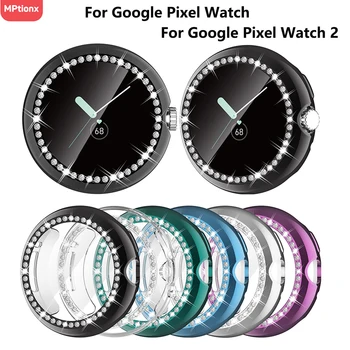 Калъф за Google Pixel Watch 2 Diamond Bling 360 ° на цял екран защитно фолио TPU калъф за Google Pixel Watch Каишка аксесоари