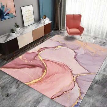 Килим от розов мрамор, мека подложка за пода, модерен дизайн с принтом, килими за хол, спалня, кухня, нощни диван, нескользящий мат