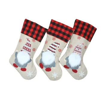 Коледен подарък Детски гамаши с компютърна бродерия, Безлични Коледни Чорапи, Украсени Чорапи за камината, Безглазый Старец