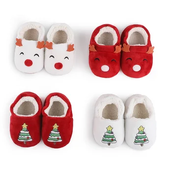 Коледна детски обувки за момичета и момчета, есен-зима плюшени топли първите количка за новородено, Меки ежедневни обувки за малки момчета 0-18 месеца