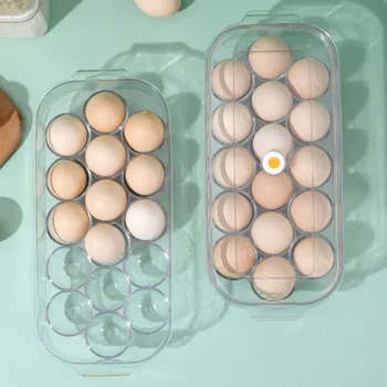 Кутия за съхранение на яйца, опаковки за яйца, Кухненски хладилник, Прозрачна опаковка яйца, Запечатани Прясна кутия, предотвращающая увреждане при скольжении.