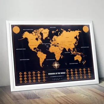 Луксозни скреч карта на света, направени със собствените си ръце, стенни плакати и щампи, висококачествени Карти със златен скреч слой, визуални карти за пътуване в подарък, стенни живопис