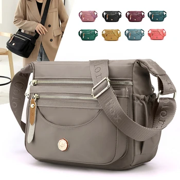 Многопластова чанта през рамо, дамски чанти голям капацитет, модни найлон водоустойчива чанта през рамо, портмонета, однотонная чанта-тоут с цип