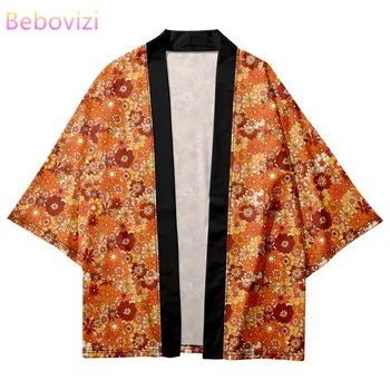 Модерен ризи Хаори с принтом оранжеви цветя, Градинска дрехи За мъже И жени, Традиционен жилетка, Плажно облекло, Юката, Японското Кимоно