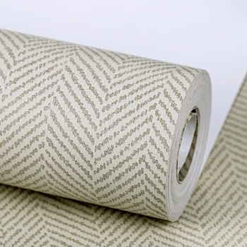 Модерен ролка тапет на флизелиновой основа в 3D лента, модни обикновена бежово-сив тапети с лесно огъне за хол, спалня