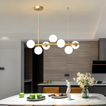 Модерни led полилей в скандинавски стил, висящи лампи във формата на стъклени топки за кухни-острови, трапезария, кухненски лампа за осветление на помещения
