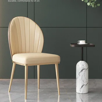 Модерни Трапезни столове от бяла кожа, луксозни трапезни столове, Водоустойчив Единични шезлонги, мебели за хотели